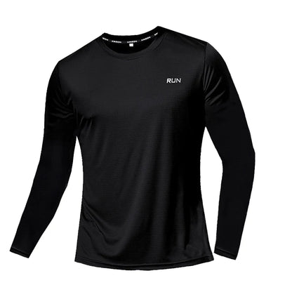 Summer Ice Silk Long Sleeve T-Shirt Men New Quick Dry Breathable Air Conditioning Outdoor Sun Protection Running Outer Wear