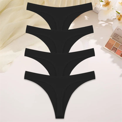 Women Cotton Thongs Female Sexy Low Waist Panties G-String Underwear Thongs Striped Panties Female Underwear T-Back Intimat 4PCS