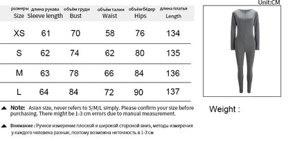 Women's Jumpsuits Autumn New Long Sleeve Bodycon Fashion Zippers Sexy Grey Rompers Casual Streetwear Fitness Sports Yoga Overall