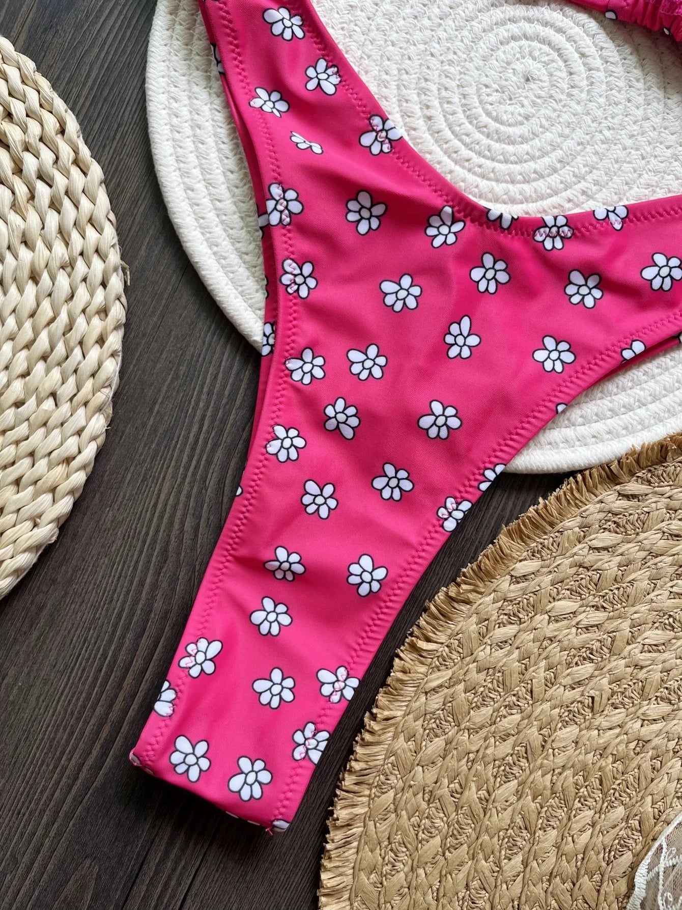 Flowers Printed Halter High Leg Cut Bikini Female Swimsuit Women Swimwear Two-pieces Bikini set Bather Bathing Suit Swim