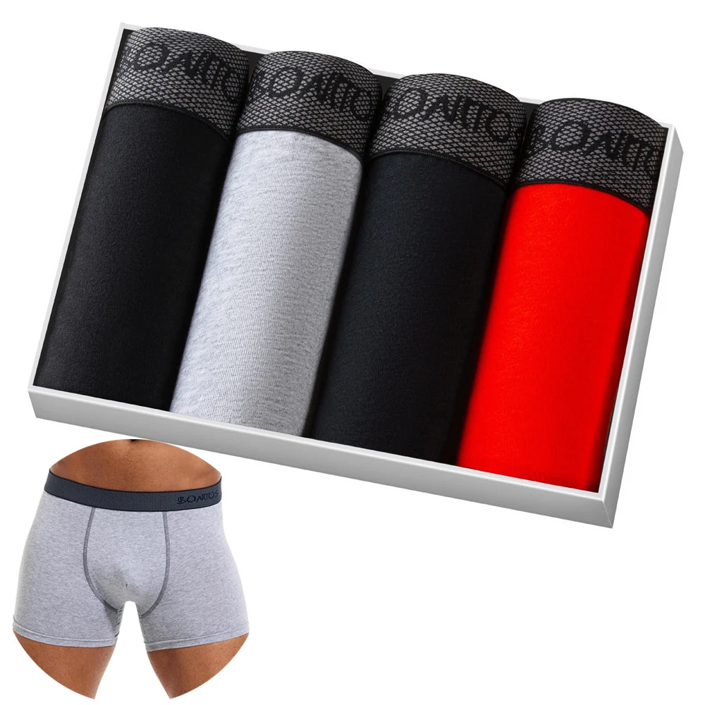 Boxer Shorts Men's Panties Homme Underpants Boxershorts Underwear for Man Cotton Male Couple Sexy Set Calecon Lot Soft Box 4pcs