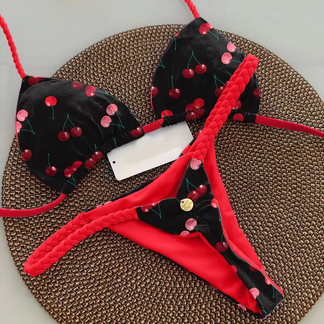 Women's Bikini Split Print Swimwear Fashion G-string Beach Holiday