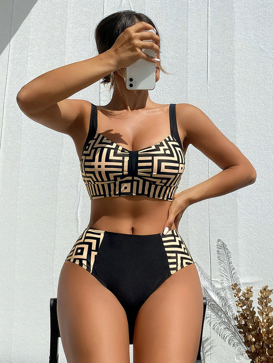 Women High Waisted Bikini Tummy Control Swimsuits Two Piece Women Sexy Bikini Set