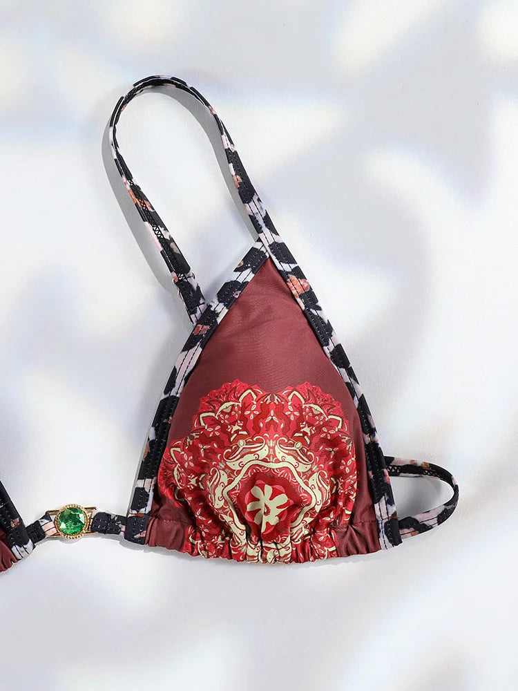 Extreme Print Bikini for Women Cut Out Swimwear Low Waist Swimsuit Micro Bikinis Set Bathing Suit Triangle Beachwear