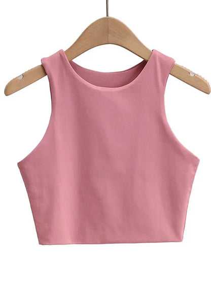 Summer Fashion Women Sexy Slim Tops O-neck Sleeveless Double Nylon Ladies Good Quality Tank Tops 6 Colors