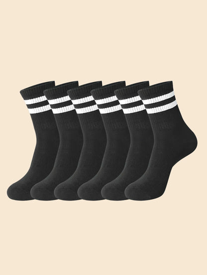 6 Pairs Men's Socks Spring Autumn Simple Casual Black White Striped Socks Breathable Mid Tube Sock High-quality Round Neck Socks