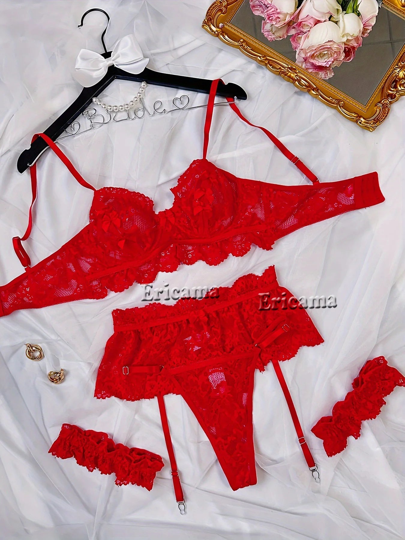 Lingerie Set Transparent Bra Set Hot Erotic Sexy Costumes Solid Color Underwear Seamless Bra Thong Garters Sexy Lingerie Sets