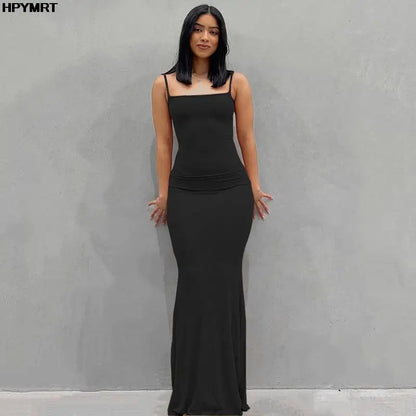 Satin Slip Sleeveless Backless Slim Sexy Maxi Dress Spring Women Party Y2K Concise Bodycon Elegant Dresses Female Clothing