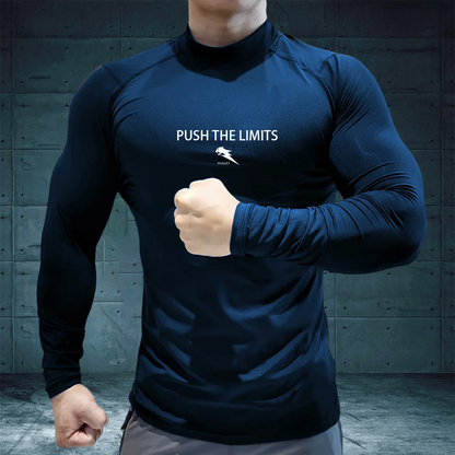 Autumn New Sports Shirt Men High Neck Compression Shirt Long Sleeved Training Top High Stretch Undershirt
