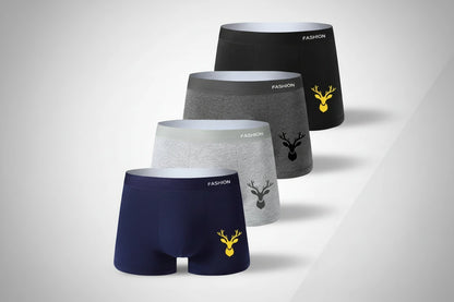 Boxer men's underwear, soft sports breathable four-season men's underwear, trendy fashion pop print boxer underwear 4pcs