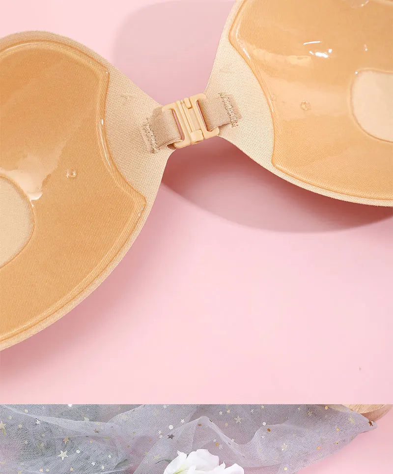 FINETOO 1Pair Women Invisible Underwear nubra Breast Patch Tow-Color Hypoallergenic Mango Cup bra Silicone Non-Falling Off Thin