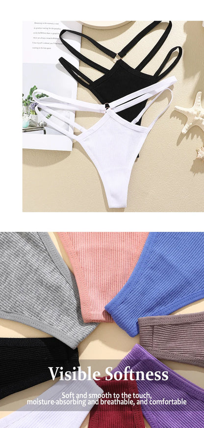 Women Cotton Low Waist Sexy Secret G-string Underwear Hollow Out Elasticity Panties Thong Seamless Brief Breathable Lingerie