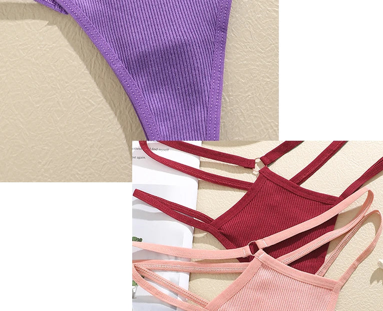 Women Cotton Low Waist Sexy Secret G-string Underwear Hollow Out Elasticity Panties Thong Seamless Brief Breathable Lingerie