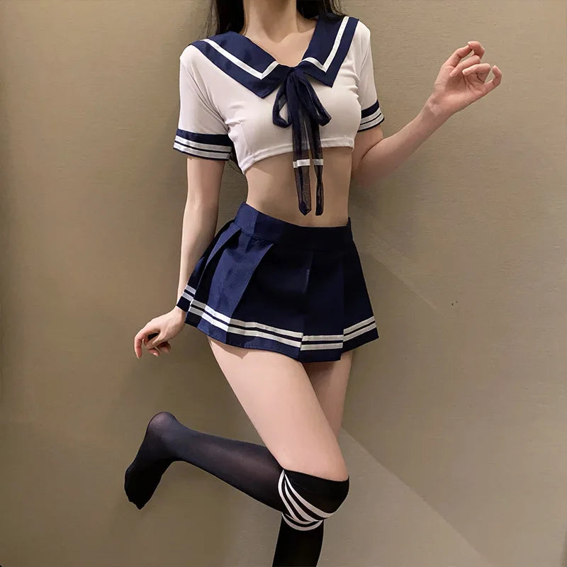 Hot Babydoll Schoolgirl Uniform Cosplay Costume Babydoll Lingerie Sex Role Play Exotic Lingerie Women Maid Outfit Dancewear