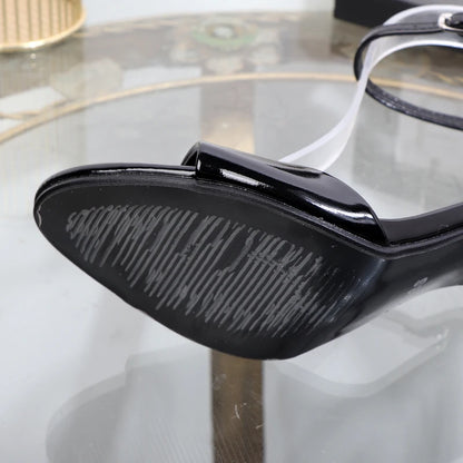 Black sandals sexy temperament high heels with pointed fishmouth luxurious and elegant women's shoes