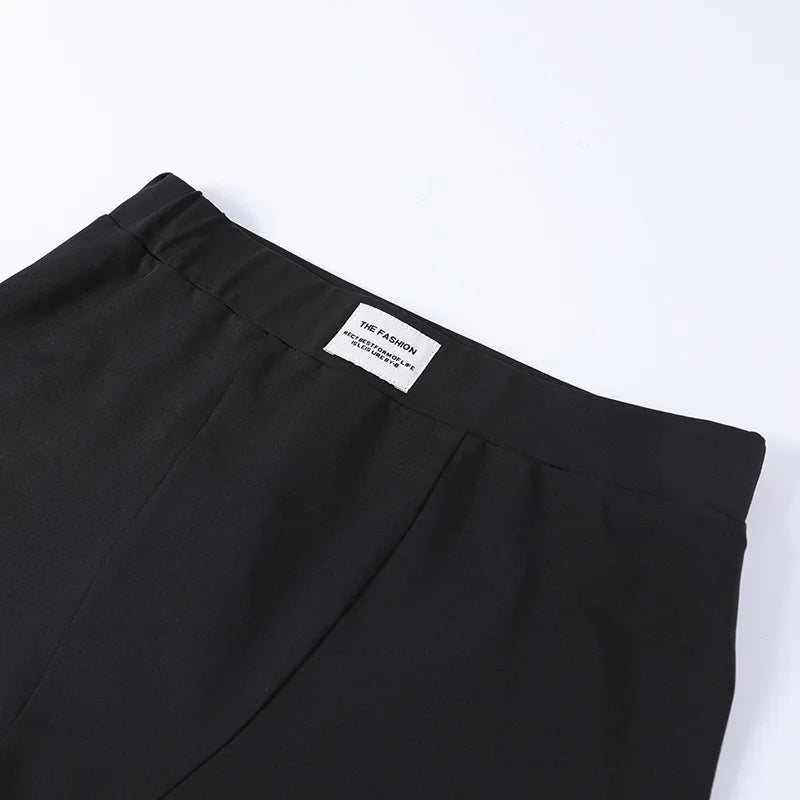 European and American Spring/Summer Round Neck Long Short sleeved 3/4 Shorts Two piece Women's Fashion Sports Versatile Set