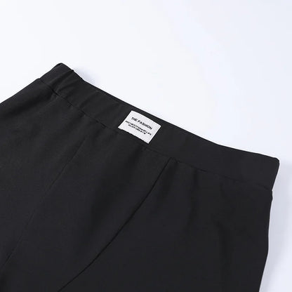 European and American Spring/Summer Round Neck Long Short sleeved 3/4 Shorts Two piece Women's Fashion Sports Versatile Set