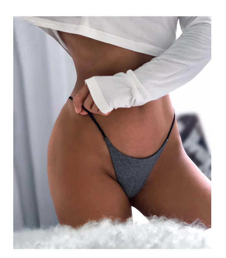Sexy thong low waist lingerie for women underwear thin belt double layer bikini cotton  panties lenceria femenina tangas mujer