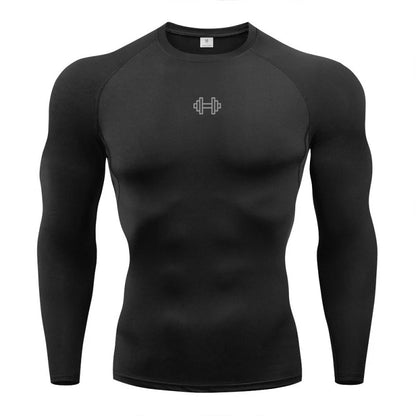 Men Reflective Dumbbells Long Sleeve Running T-shirts Slim Sportswear Gym Fitness Compression Football Jersey Jogging Clothing