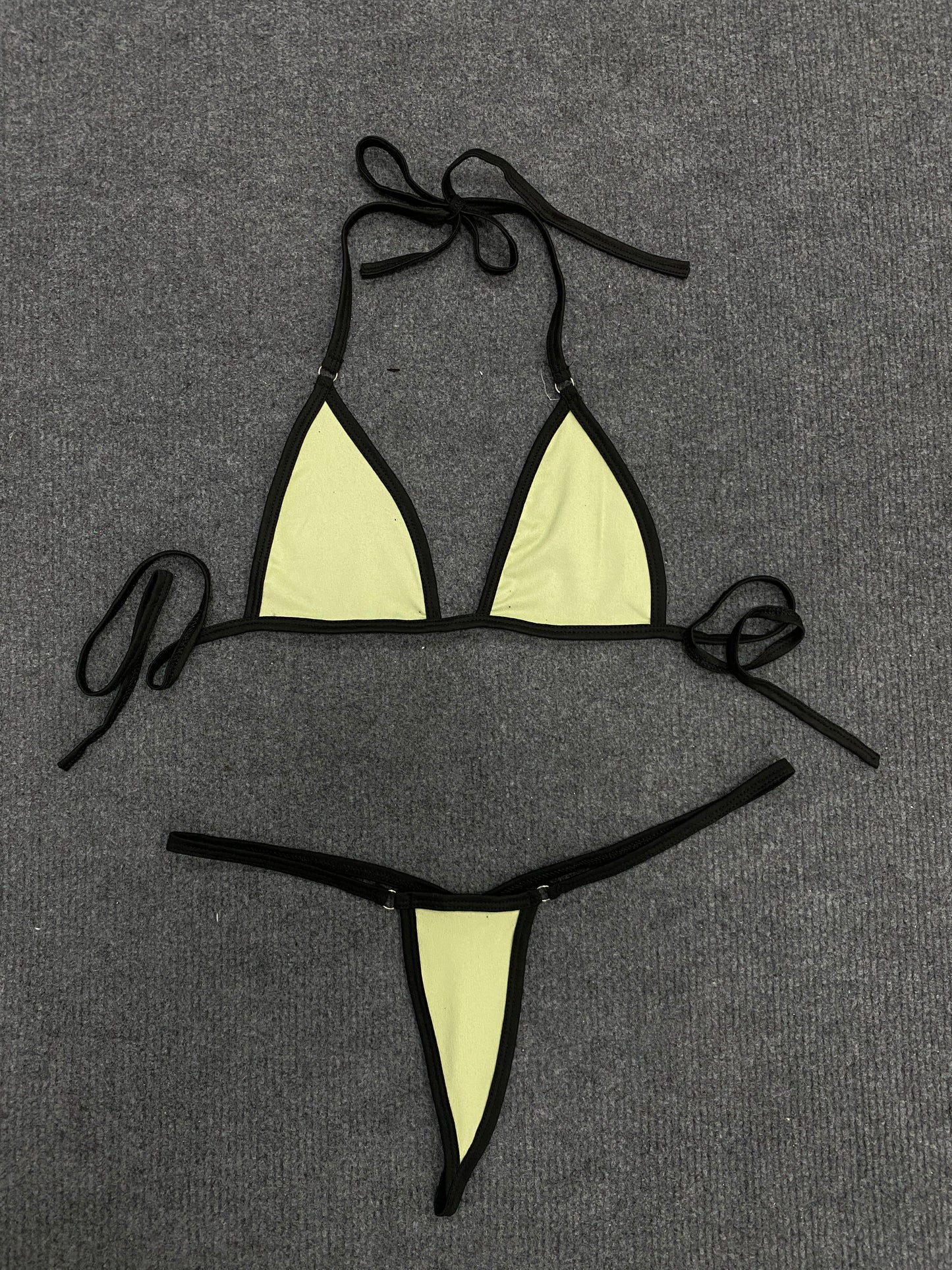 Summer fashion sexy three-point contrasting color backless hanging neck two-piece set bikini women's clothing