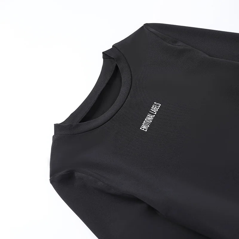 European and American Spring/Summer Round Neck Long Short sleeved 3/4 Shorts Two piece Women's Fashion Sports Versatile Set